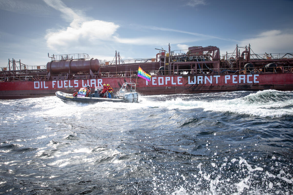 Protest against a Bunker Vessel Fueling the Russian ‘Shadow’ Fleet in Open Sea off the Swedish island Gotland