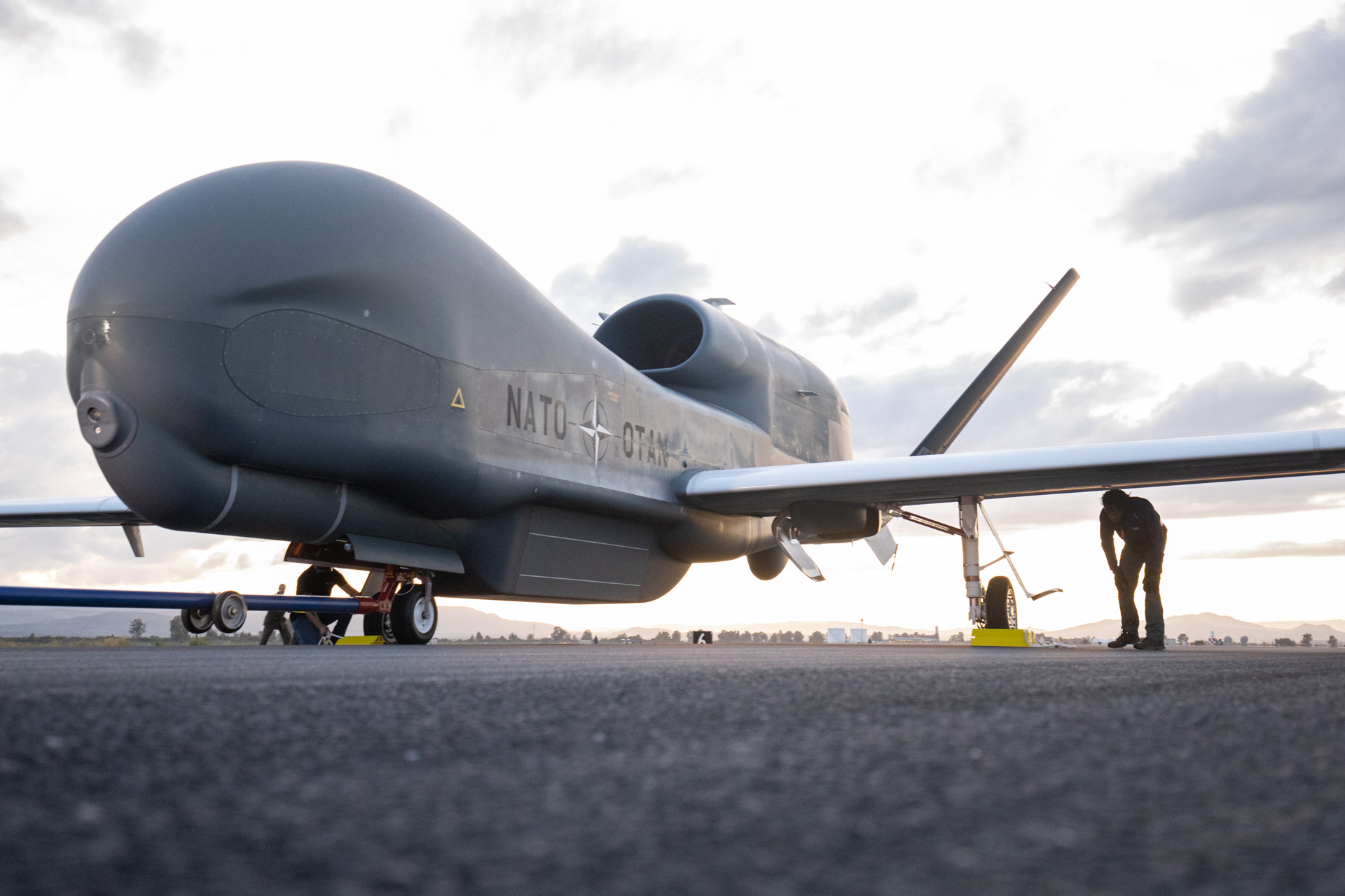 First NATO AGS remotely piloted aircraft ferries to Main Operating Base in Italy
