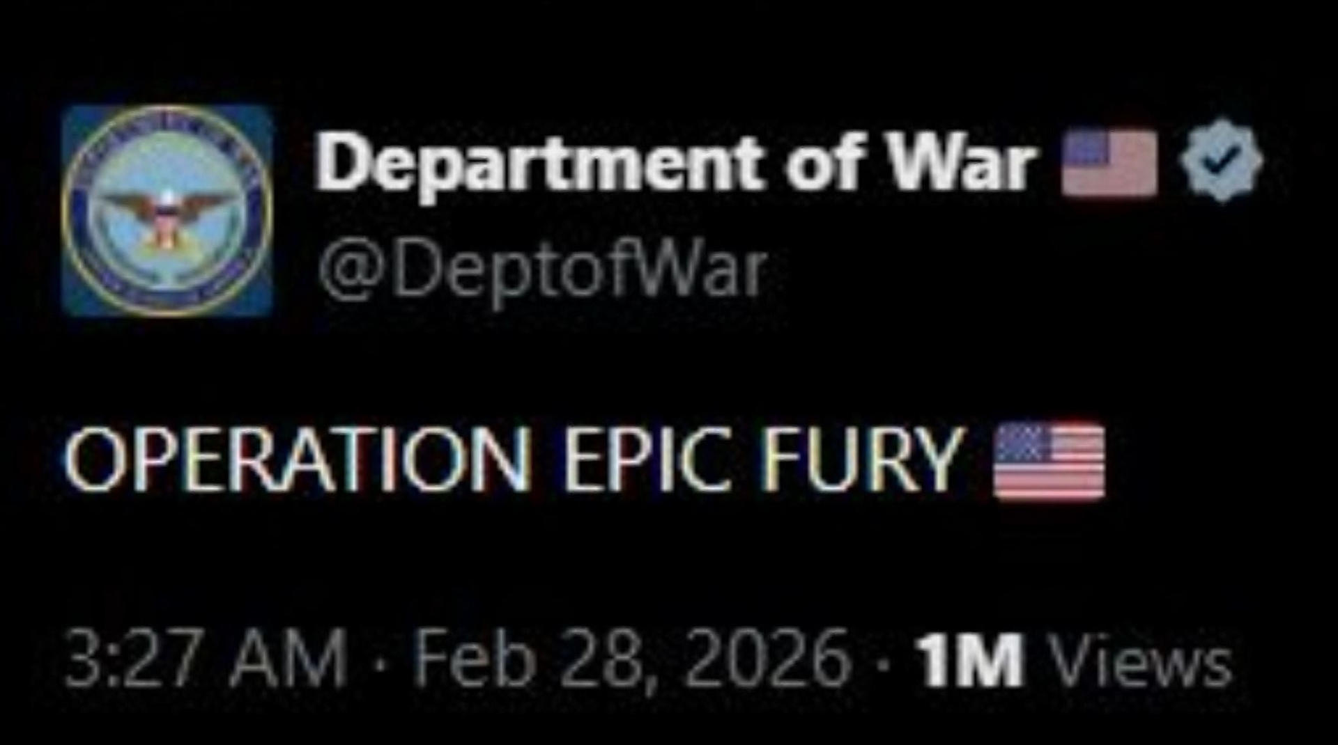 El Pentágono bautiza la campaña militar contra el régimen iraní como "Furia Épica"