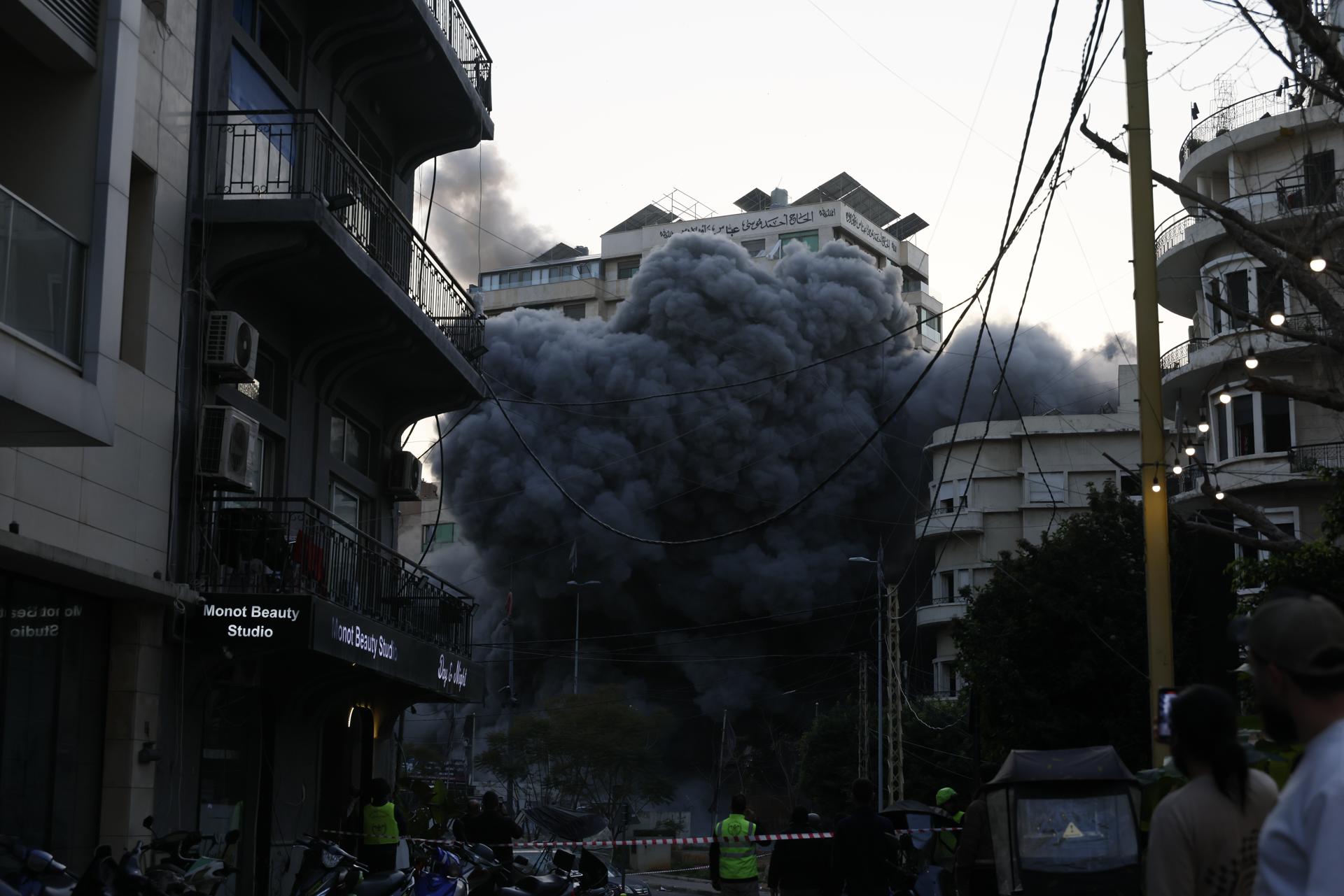 Israeli air strike targets a building in Beirut's Bashura neighbourhood